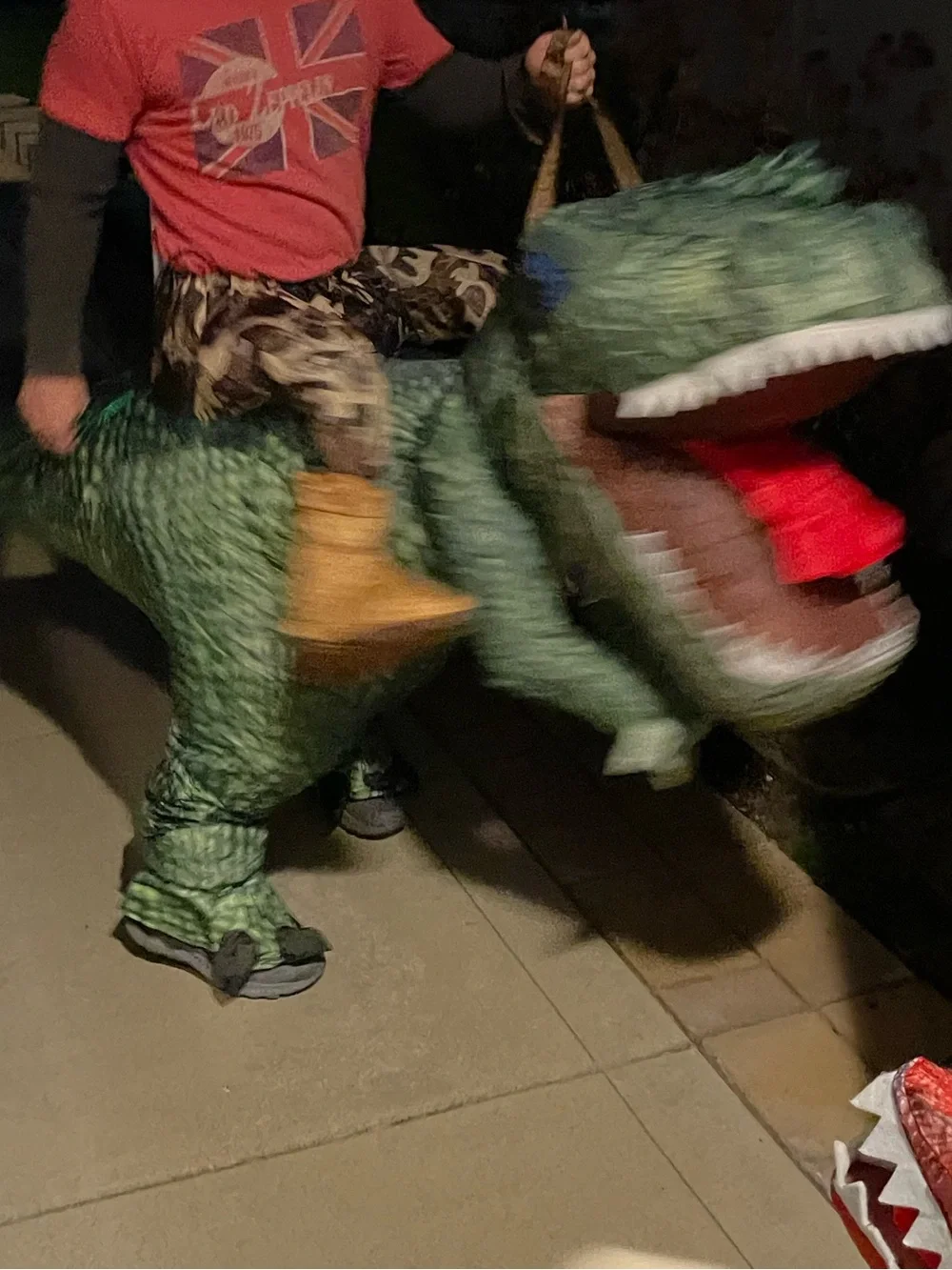 Inflatable Dinosaur Rider Costume Adult Halloween Blowup